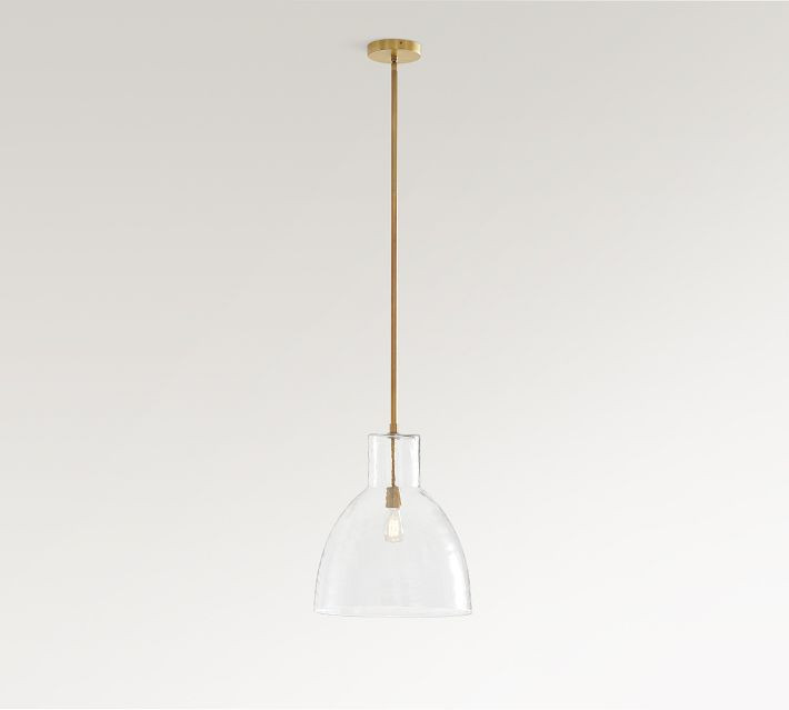 Bridget Recycled Glass 19"" Pendant, Polished Nickel, Large | Pottery Barn (US)