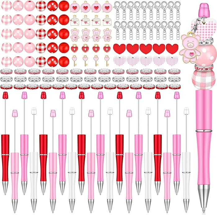 Zhanmai Valentine's Day Classic Beadable Pens Set Includes 20 Plastic Bead Ballpoint Pens 100 Ass... | Amazon (US)