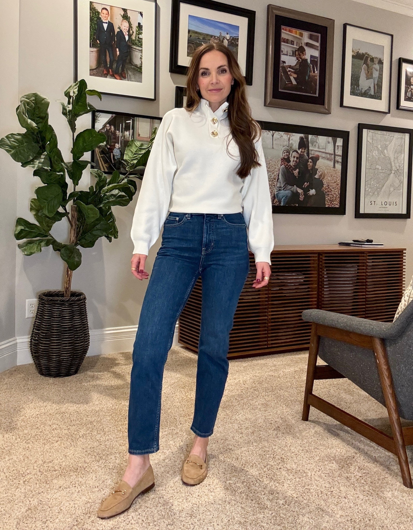 Head to toe @nordstrom! I love the unique button on the sweater- brings that special touch! #NordstromPartner 