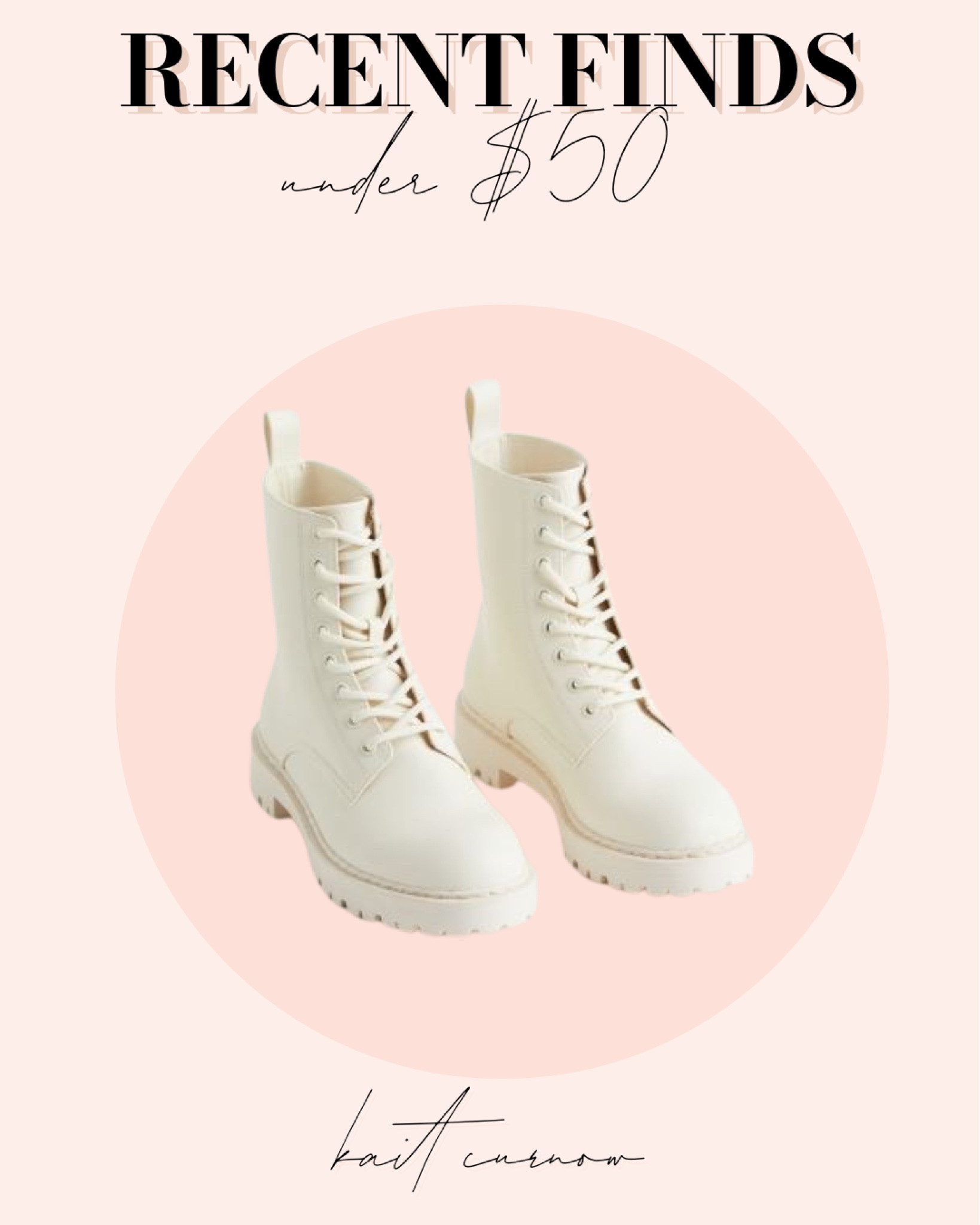 Recent finds under $50! White combat boots! 

#LTKstyletip #LTKunder50 #LTKshoecrush