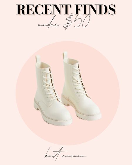Recent finds under $50! White combat boots! 

#LTKstyletip #LTKunder50 #LTKshoecrush