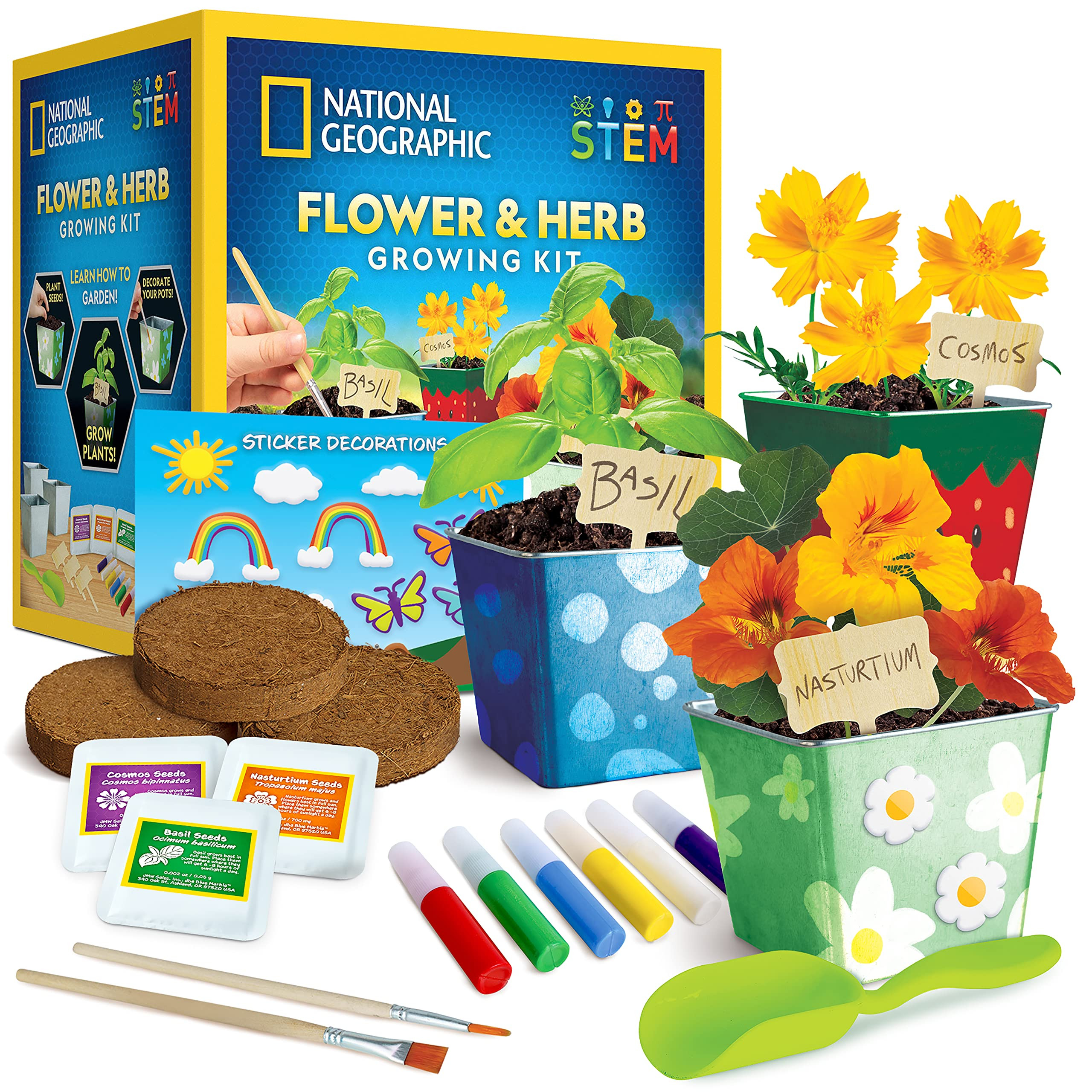 National Geographic Flower & Herb Gardening Kit for Kids - Kids Gardening Set with 3 Stainless St... | Amazon (US)