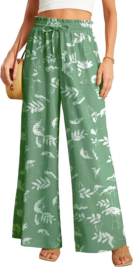 JINKESI Women Wide Leg Pants High Waist Loose Flowy Adjustable Tie Knot Trousers Business Casual ... | Amazon (US)