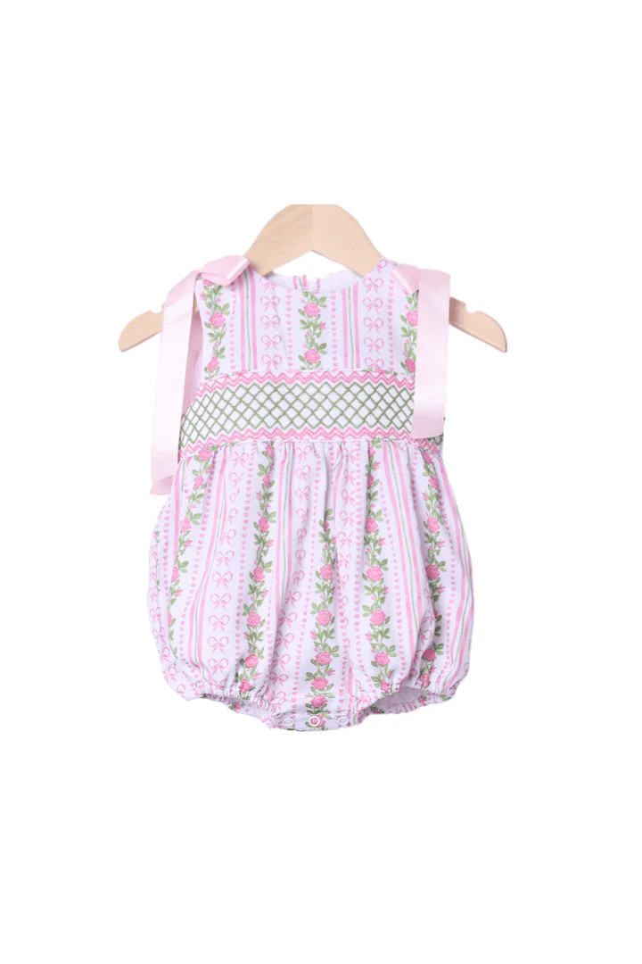 Smocked Fancy Floral Bow Bubble | The Smocked Flamingo