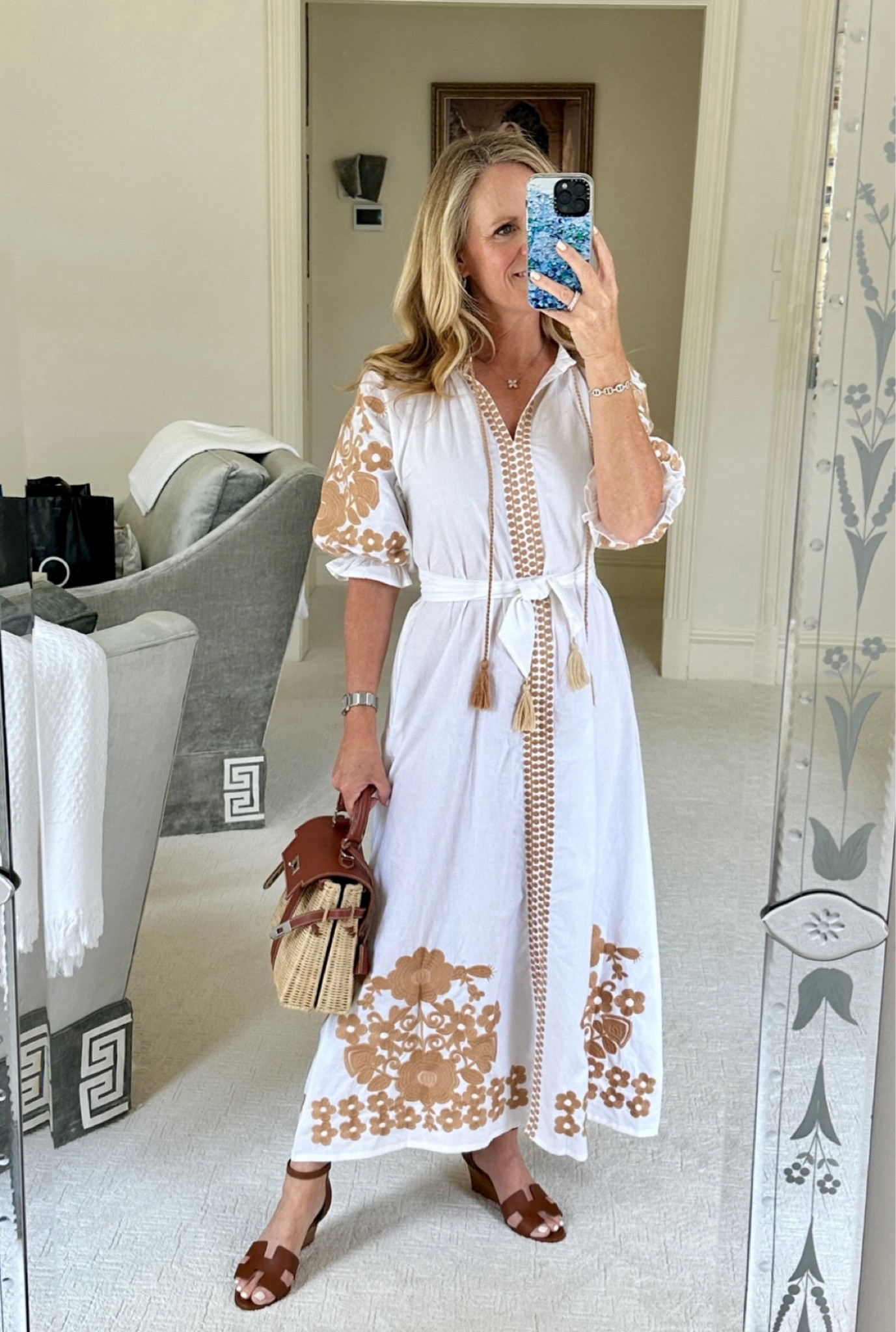 I love this floral embroidered dress from Julia Amory. 
I went to church today, but it is perfect for special occasions or dress down a bit with flat sandals for every day
It comes in lots of different color combinations, and I will link  them here as well. 
It fits true to size. I am 5‘2“ tall and wearing XS for reference. 

#LTKOver40 #LTKSeasonal #LTKStyleTip