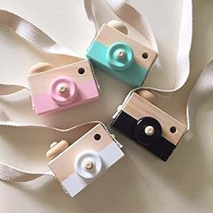 Wooden Mini Camera Toy Pillow Kids' Room Hanging Decor Portable Toy Gift Black Color | Amazon (US)