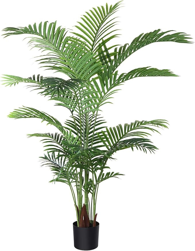Fopamtri Artificial Areca Palm Plant 5 Feet Fake Palm Tree with 17 Trunks Faux Tree for Indoor Ou... | Amazon (US)
