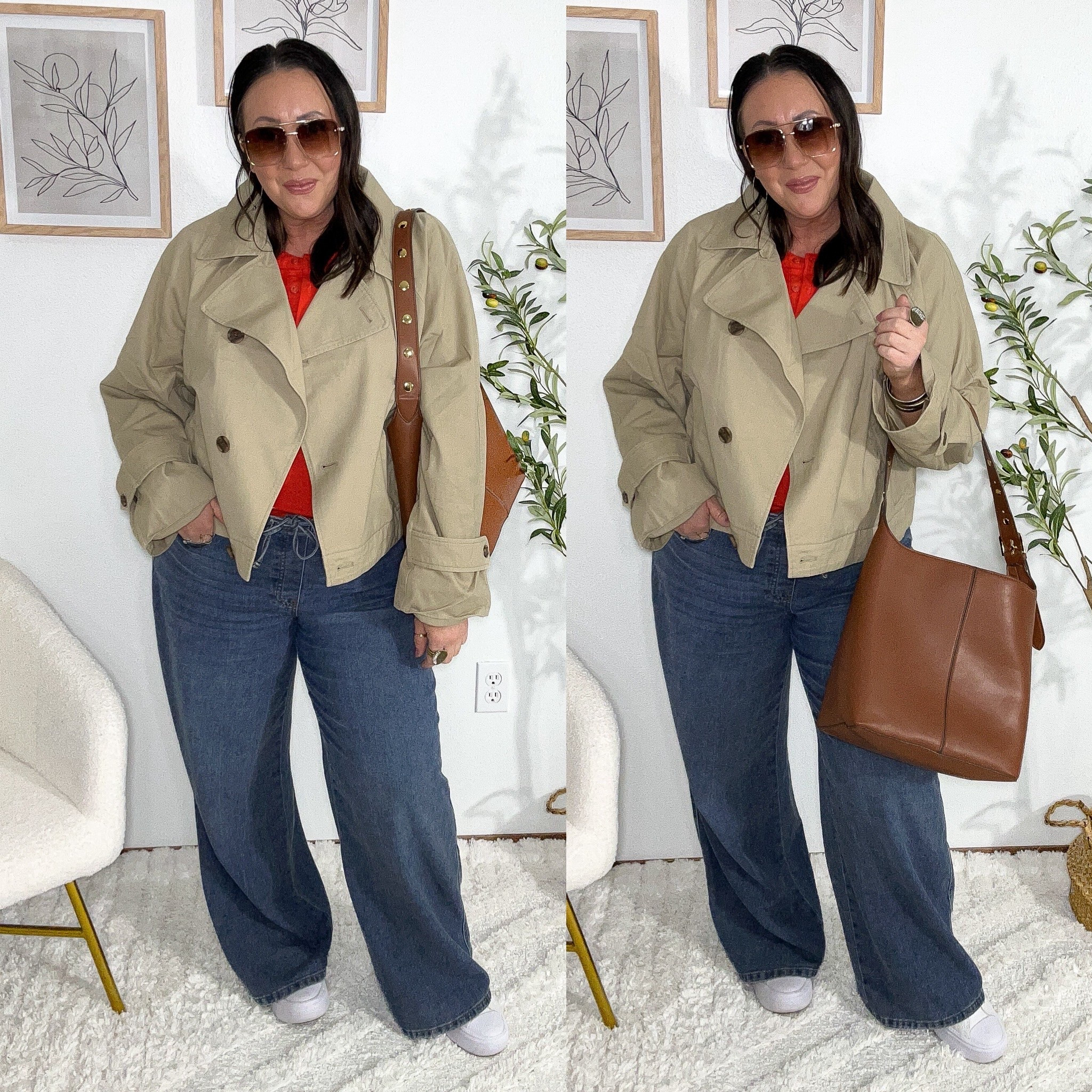 Relaxed cropped trench coat now 50% off and only $49.99!
Wearing a large but it’s still pretty oversized on me. I could probably get away with a medium in this one too. Depending on how oversized I want this to be. Love this darker khaki color. The perfect lightweight jacket for spring. 
XL henley top. XL hide leg jeans. 
Linked similar converse shoes  

#LTKSaleAlert #LTKootd #LTKMidsize