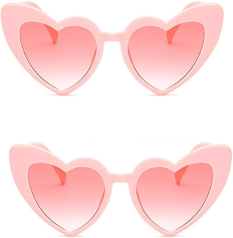 ALVOGIMOR 2 Pack Heart Shape Sunglasses,Colorful Trendy Sunglasses Vintage Cat Eye Glasses for Pa... | Amazon (US)