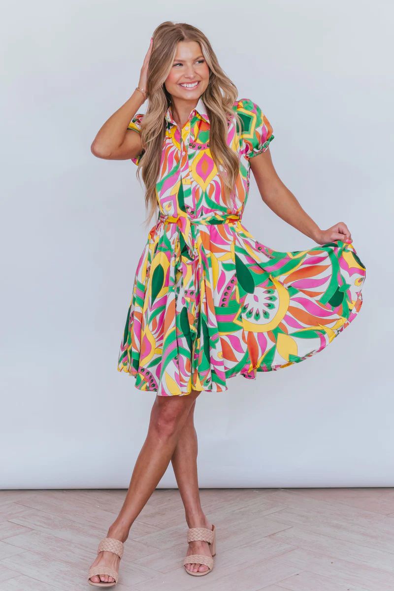 Be Bold Abstract Short Sleeve Dress | Apricot Lane Boutique