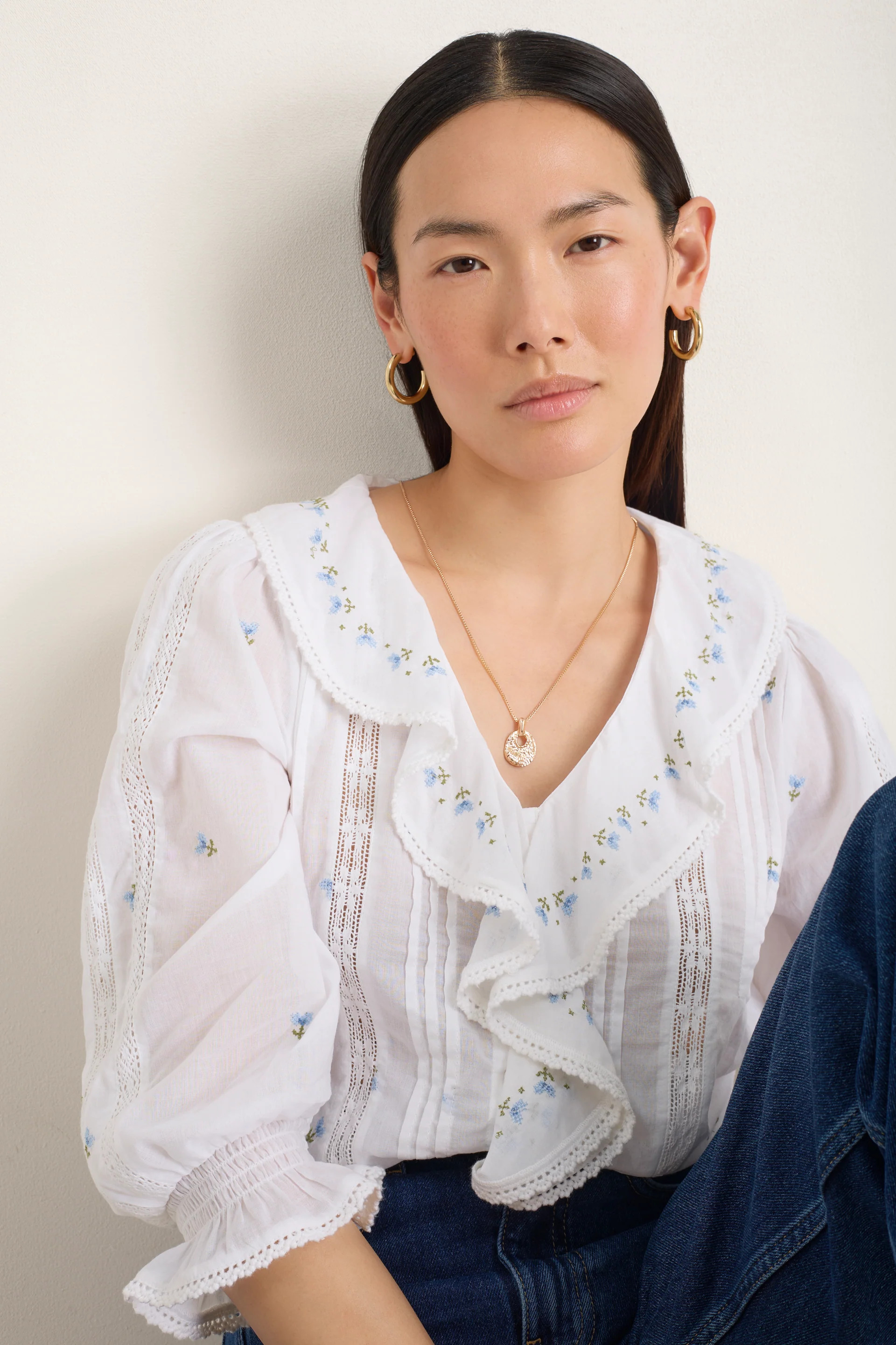 Sierra Blouse - Ivory Embroidered | WYSE London