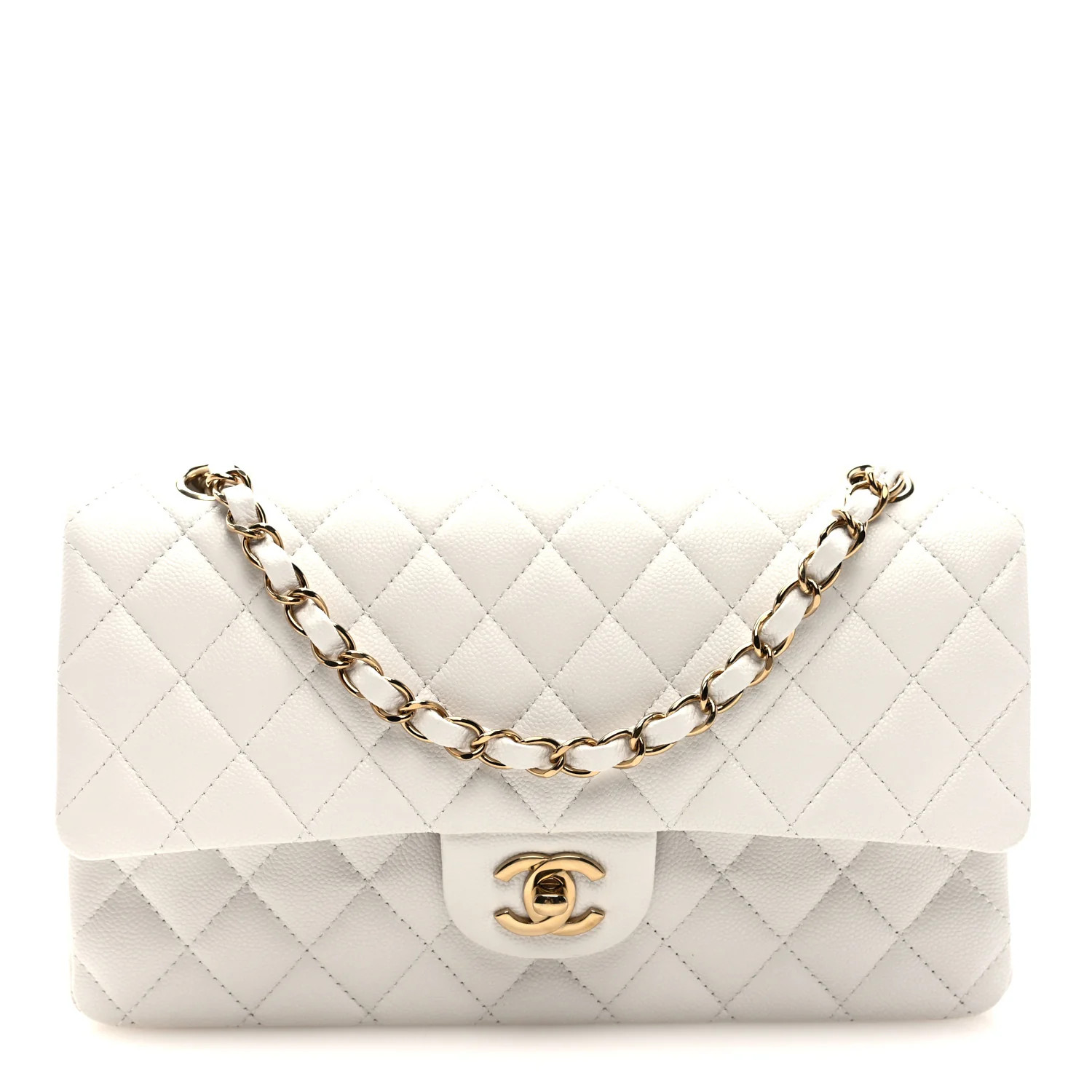 Chanel Caviar Quilted Medium Double Flap White 1865034 | FASHIONPHILE (US)