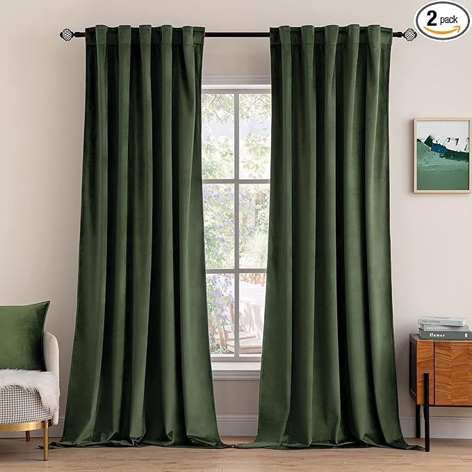 MIULEE Velvet Curtains 108 inches Long 2 Panels - Luxury Blackout Curtains for Bedroom Living Roo... | Amazon (US)