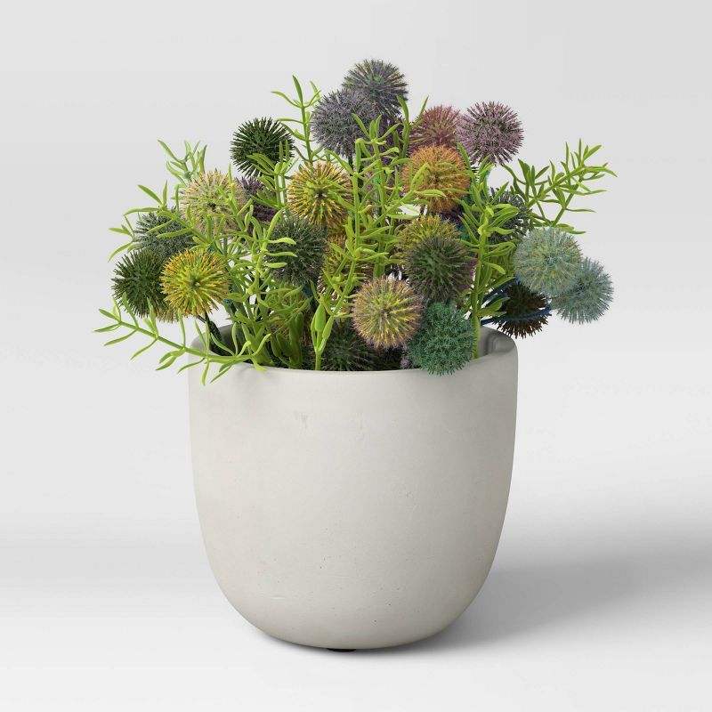 Small Artificial Mimosa Ball Springeri in Textured White Cement Pot Forest Green - Project 62&#84... | Target