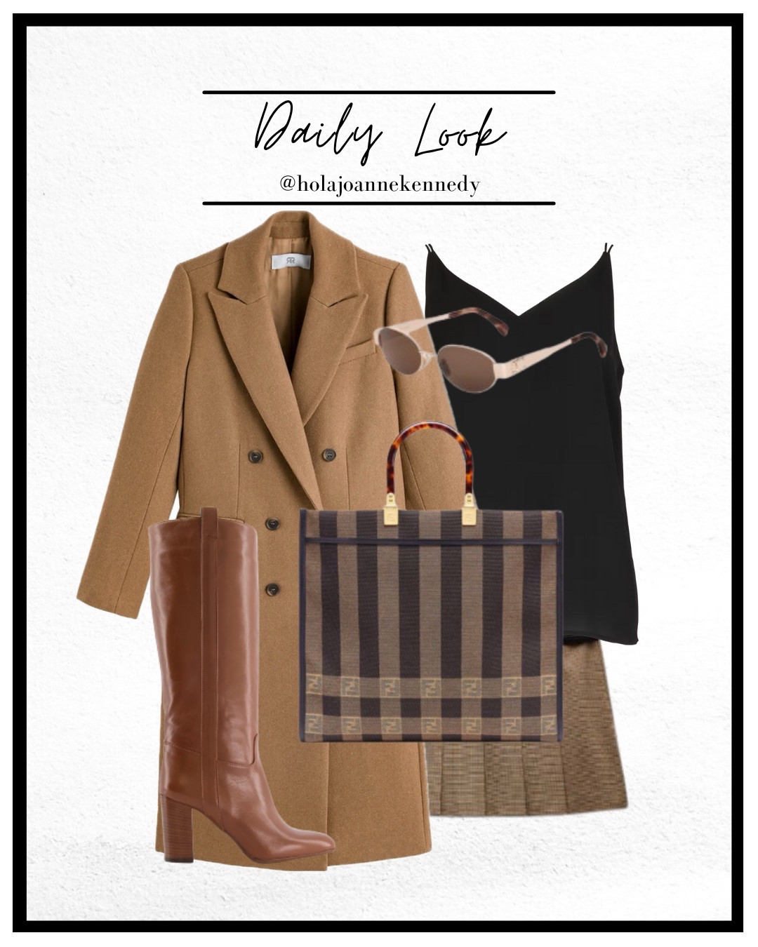 autumn outfit inspo, tonal dressing, corporate chic, spooky season style, fall fashion looks, brown pleated skirt, tan wool coat, knee high boots outfit, Halloween fashion aesthetic, UK fashion influencer, plaid skirt, tartan skirt, pleated mini skirt, tan boots 

#LTKeurope #LTKstyletip #LTKautumn