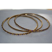 Vintage Gold Tone Bangle Bracelet Set Of Three With Sparkling Purple Accents 2 3/4 Inches in Diameter M5 | Etsy (US)