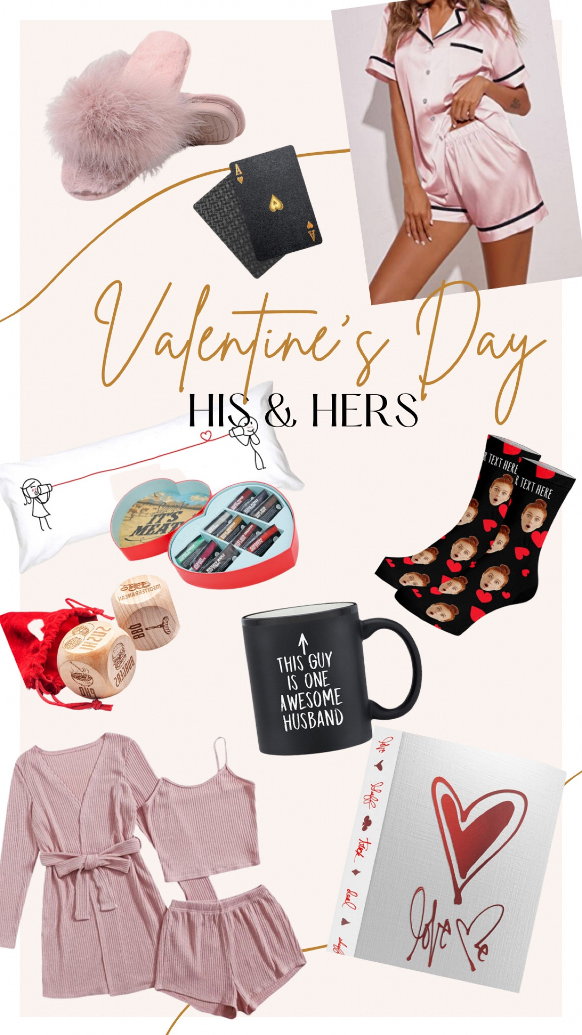 Valentine Gifts / His & Hers

Gifting, Valentine’s Day, socks, slippers, pajamas, coffee cup, games, cards, playing cards, heart, beef jerky, heart gift, pillow, throw pillow, men’s gift, women’s gift, be my Valentine , couples, date night
#ltkfind #competition 

#LTKFind #LTKitbag #LTKunder50