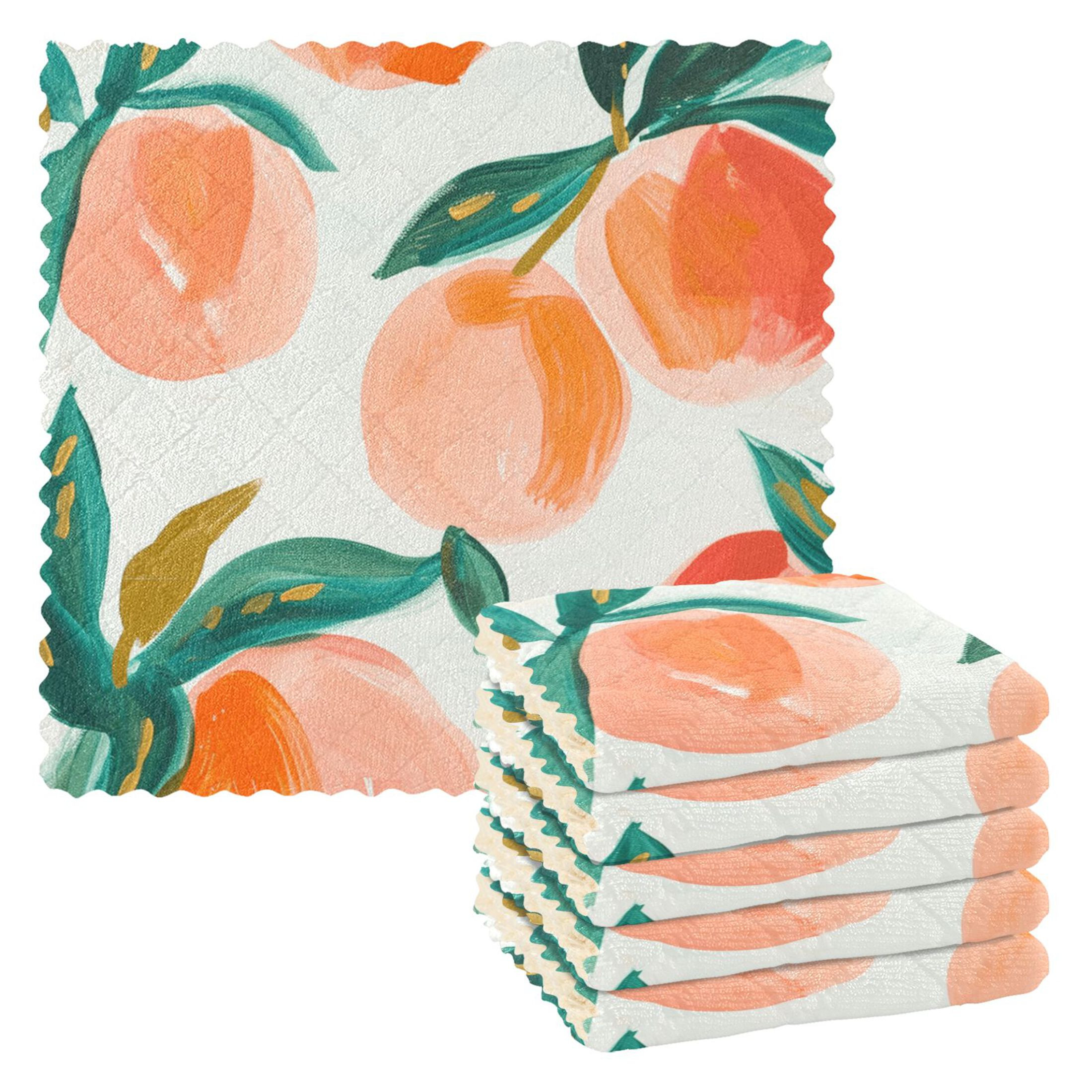 6 Packs de Paños de Cocina de Fruta de Melocotón, Paños Absorbentes Suaves, 11 "X 11" | Walmart (US)