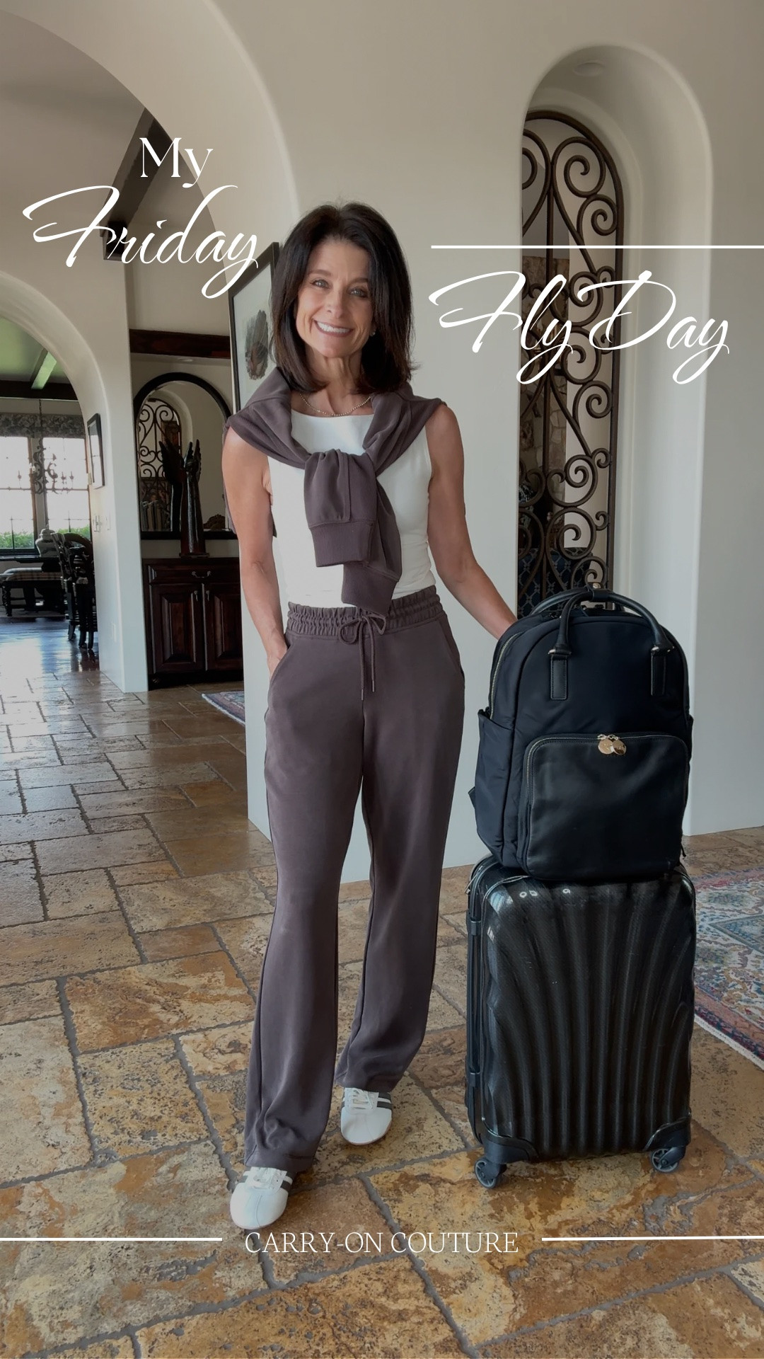 Your travel-day pants don’t have to be just for the travel day.

I like packing pieces that can move through different parts of the trip, and these pants are a perfect example.

I’ll wear them with the matching 1/4 zip, a base tee, sneakers and a scarf for travel day.

Then once I arrive:

• swap in a cute sweater + flat sandal for a comfy day
• add a denim jacket + sneakers for sightseeing
• switch to a cardigan + closed-toe flat + scarf for dinner

Same pants.  Four different outfit formulas.

That’s the kind of versatility I’m looking for when I’m packing a carry-on: pieces I already know I’ll wear more than once, in more than one way.

#LTKOver40 #LTKTravel