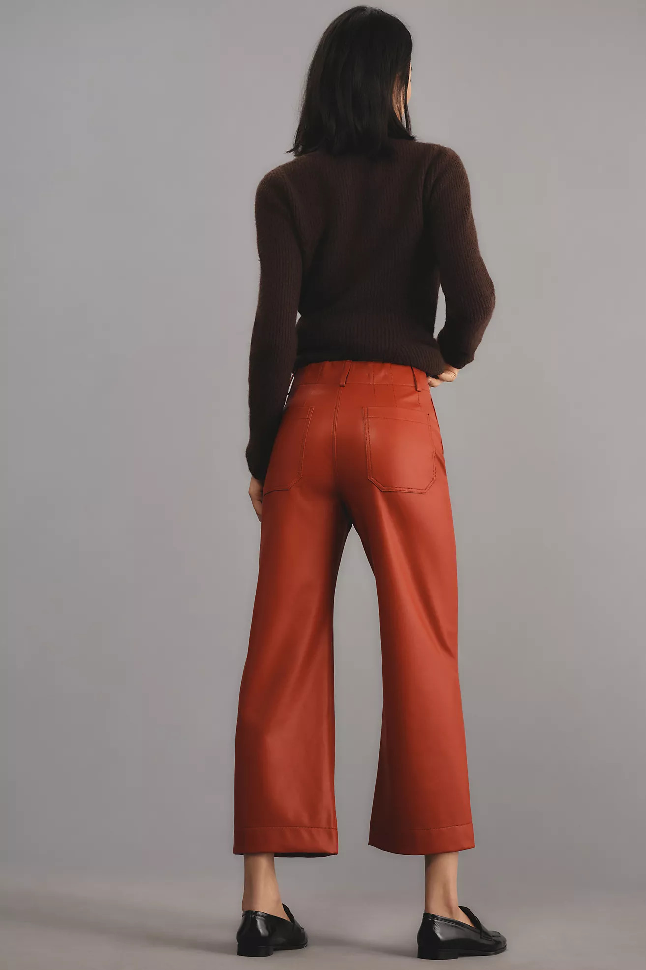 The Colette Cropped Wide-Leg Pants by Maeve: Faux-Leather Edition | Anthropologie (US)