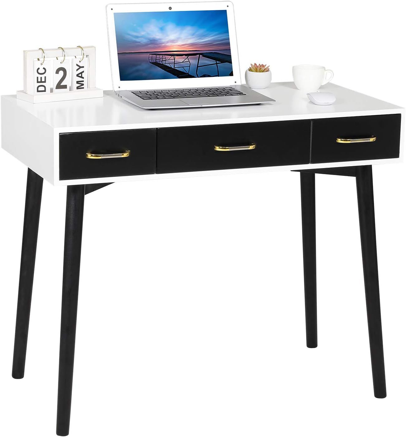 Tiptiper Home Office Desk with 3 Drawers, Writing Desk Study Table for Students/Adults, Computer ... | Amazon (US)