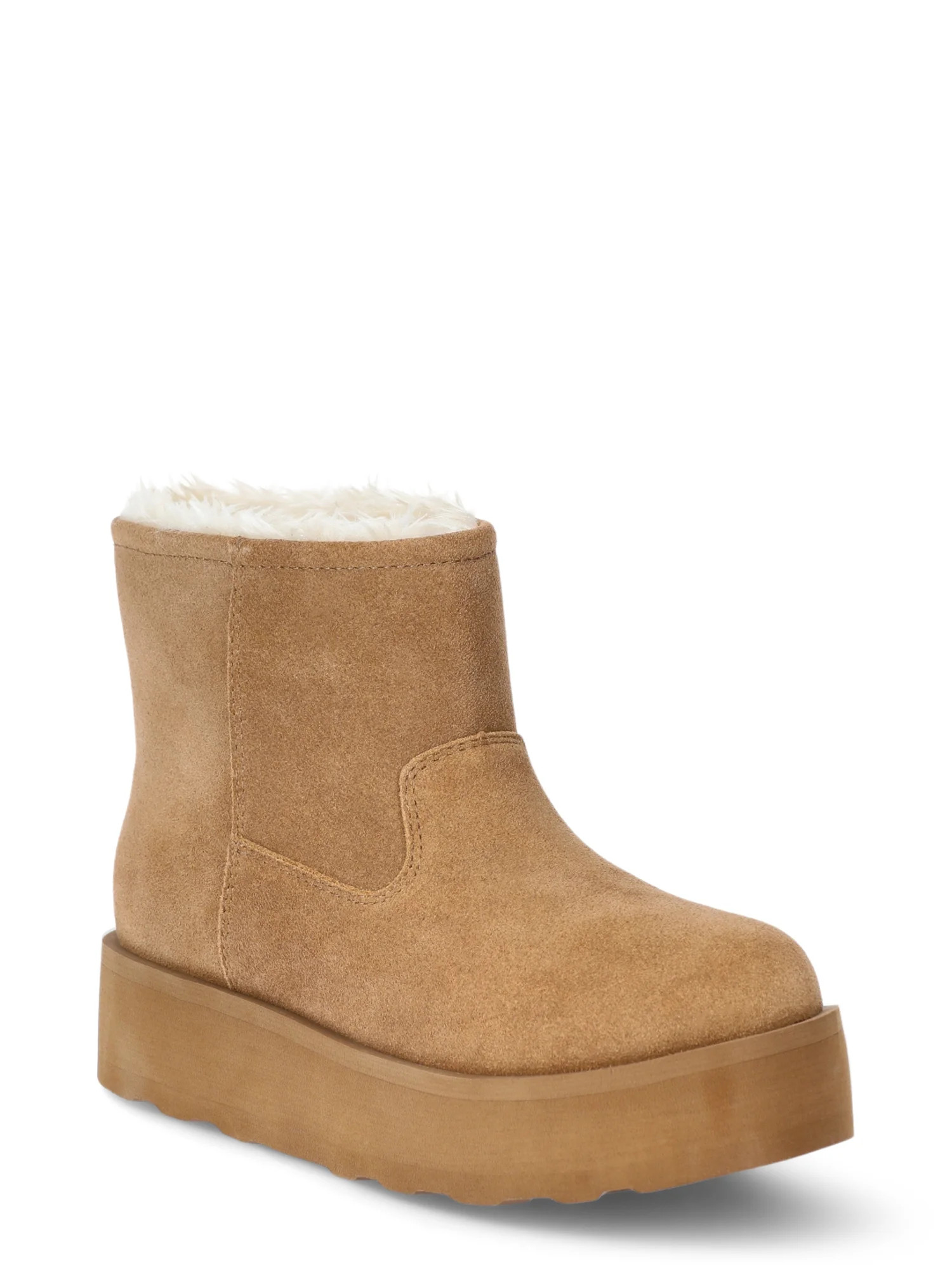 Time and Tru Women's Genuine Suede Platform Cozy Boots | Walmart (US)