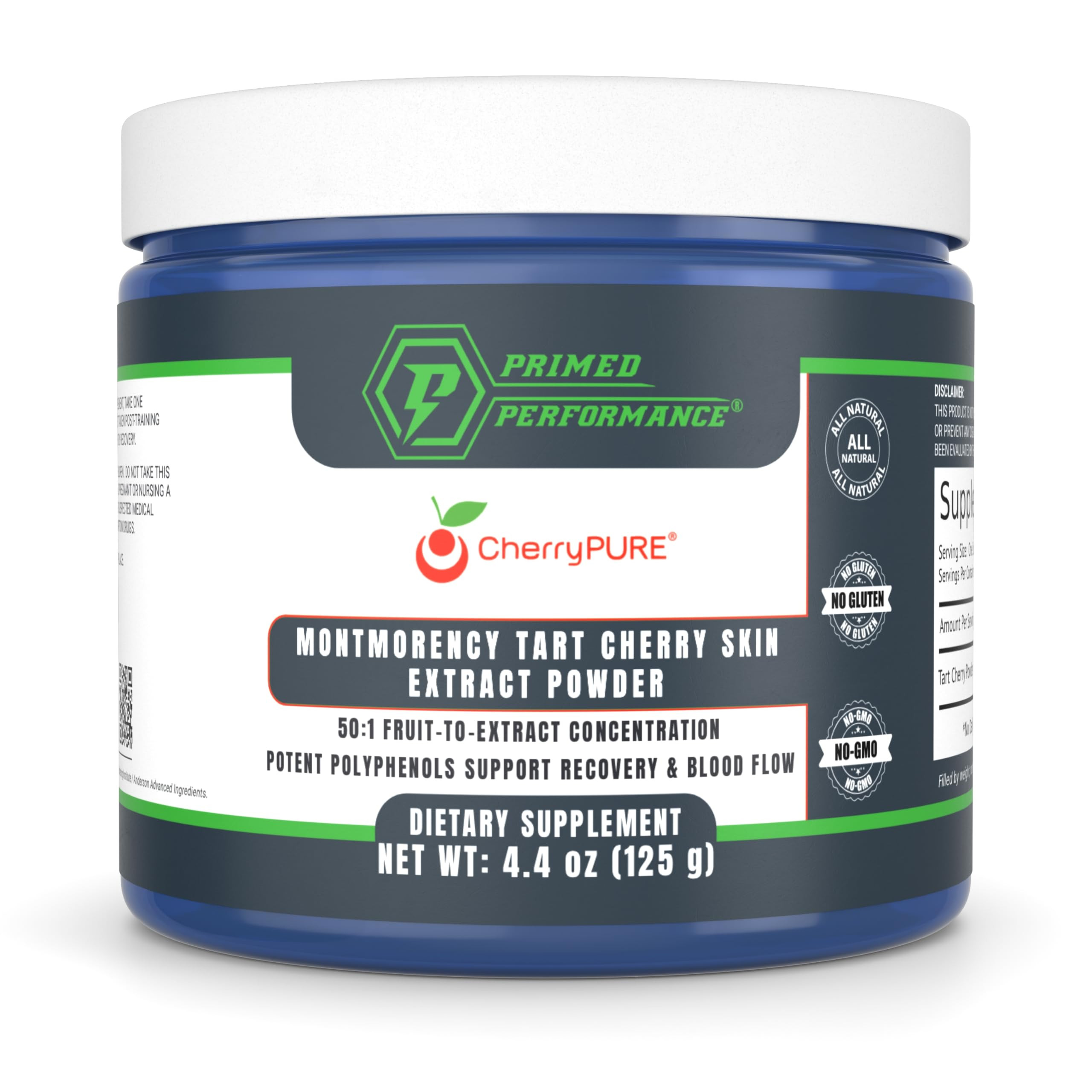 CherryPURE® Tart Cherry Powder, Skin-Derived Montmorency Cherry for Daily Recovery, 125g (250 Se... | Amazon (US)