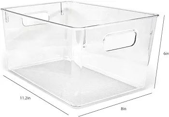 Isaac Jacobs 3-Pack Large Clear Storage Bins with Handles, Plastic Organizer for Home, Room, Offi... | Amazon (US)