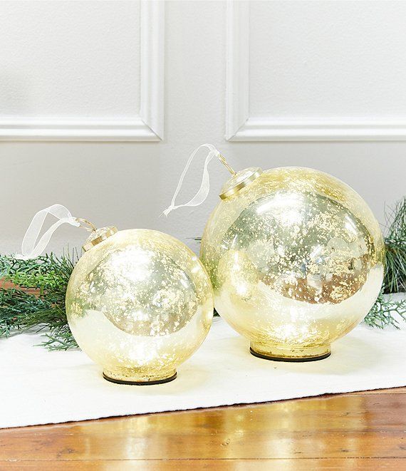 Tree Collection LED Lit Champagne Mercury Glass Ornament Decor | Dillard's