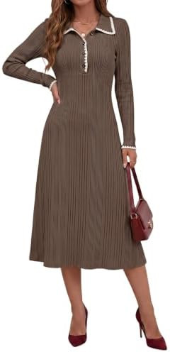 Dokotoo Fall Dresses for Women 2026 Ribbed Knit Sweater Dress | Amazon (US)