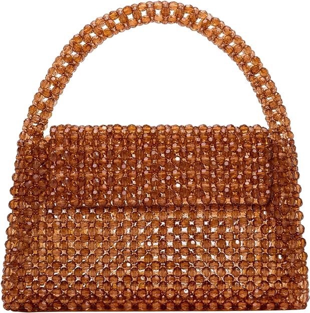 Melie Bianco Sherry Bag - Womens Luxury Beaded Handbag - Fancy Foldover Purse with Top Handle | Amazon (US)