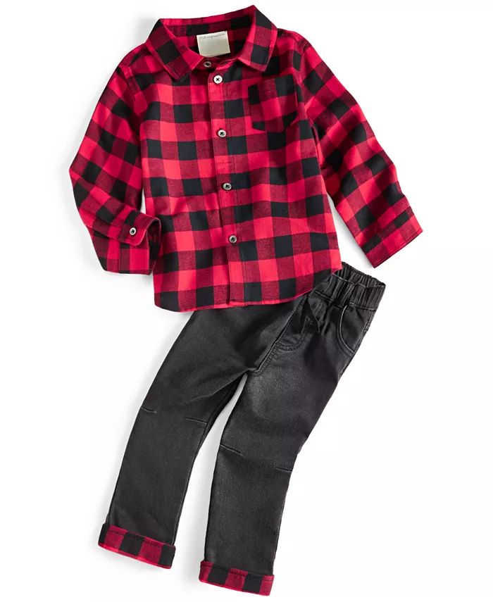 First Impressions Baby Boys Plaid Shirt and Jeans, 2 Piece Set, Created for Macy's - Macy's | Macy's