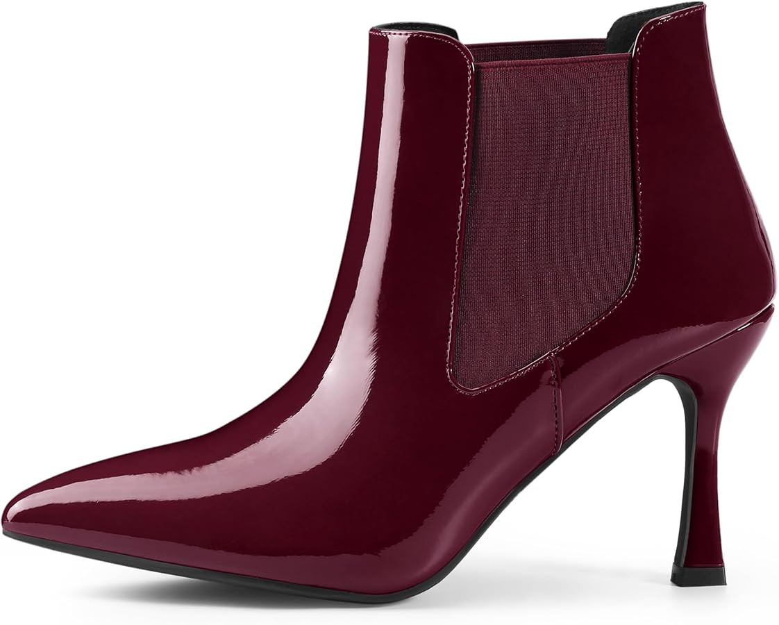 Allegra K Women's Pointed Toe Stiletto Heels Chelsea Ankle Booties | Amazon (US)