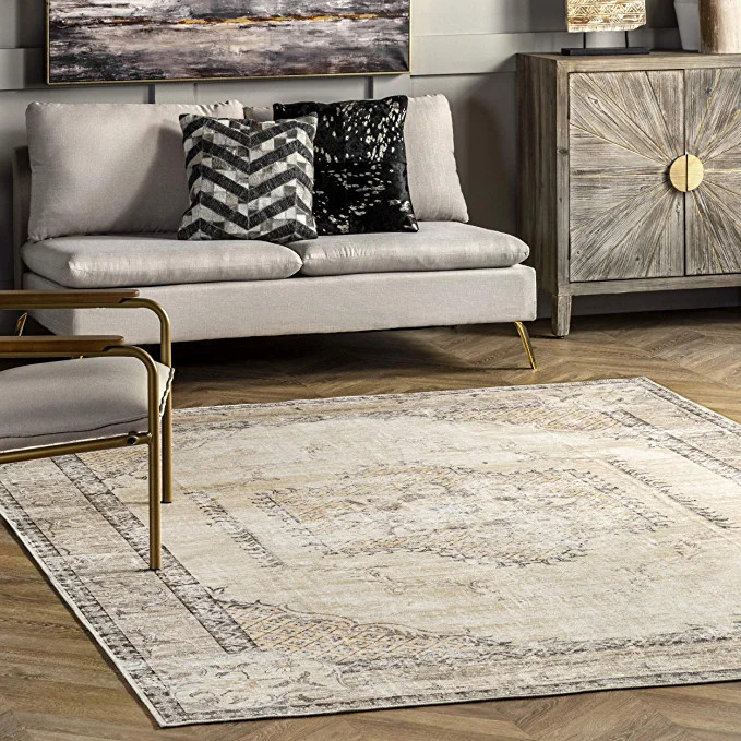 nuLOOM Glenda Machine Washable Faded Medallion Area Rug | Amazon (US)