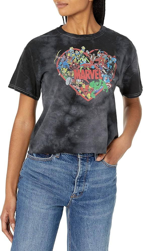 Marvel Universe Hero Heart Women's Fast Fashion Short Sleeve Tee Shirt | Amazon (US)