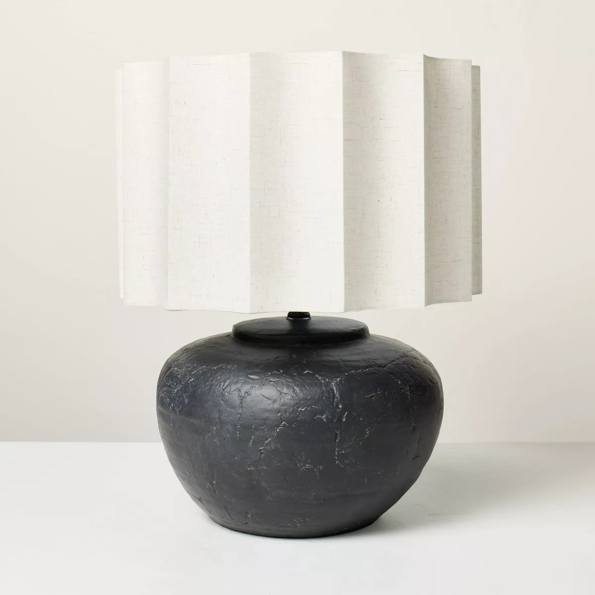 Oversized Ceramic with Fluted Shade Table Lamp Black/White - Hearth & Hand™ with Magnolia | Target
