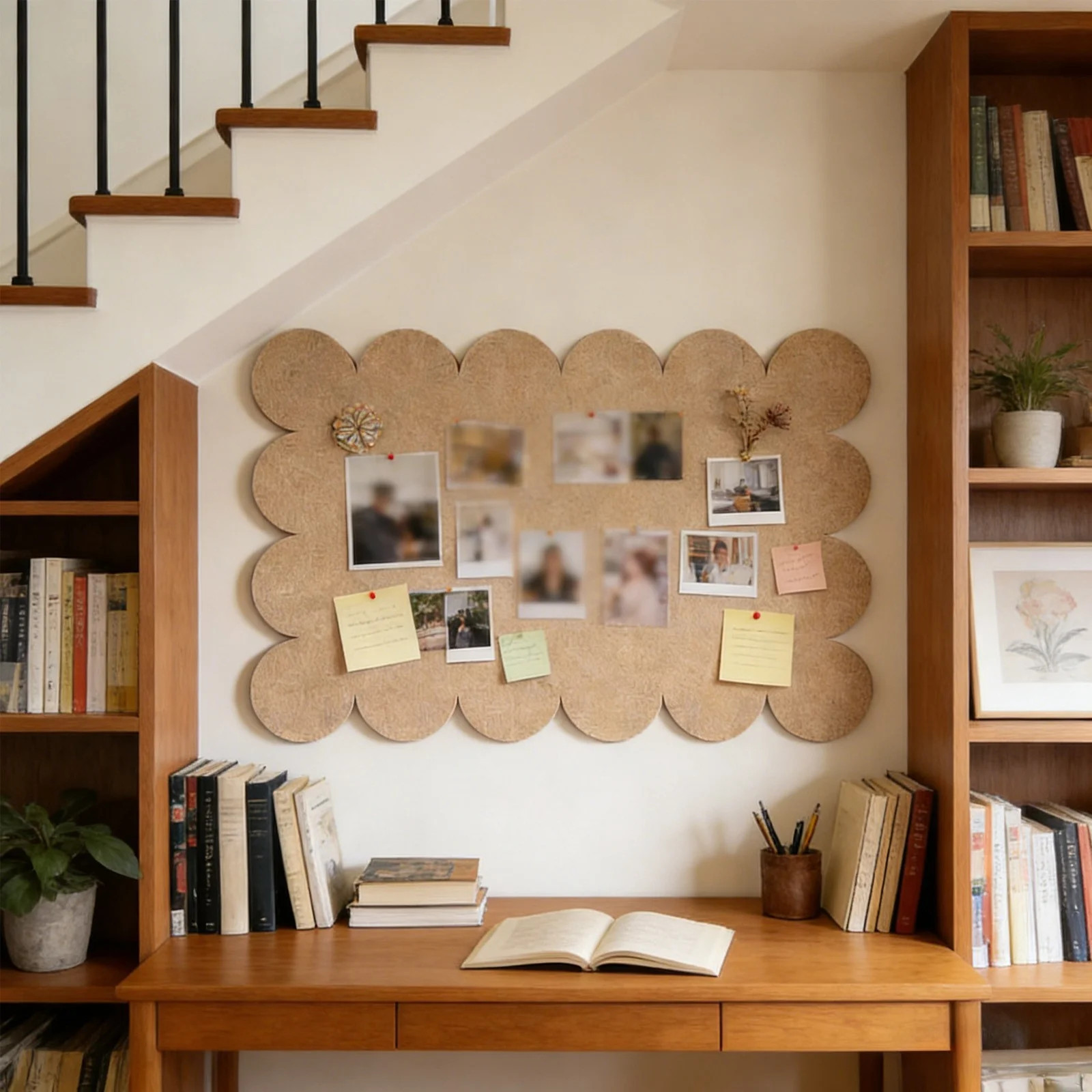 Fabric Bulletin Board with Scalloped Border, Rectangle 24"x16" Peel & Stick No Nails Photo Displa... | Walmart (US)