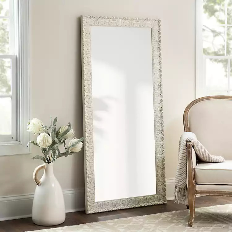 Ornate Distressed Cream Leaner Mirror | Kirklands