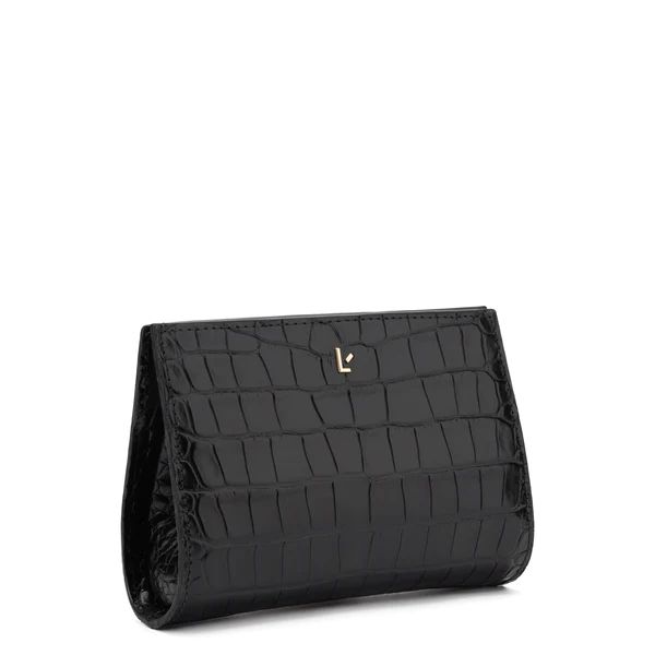 Erin Clutch In Black Stamped Leather | Larroude