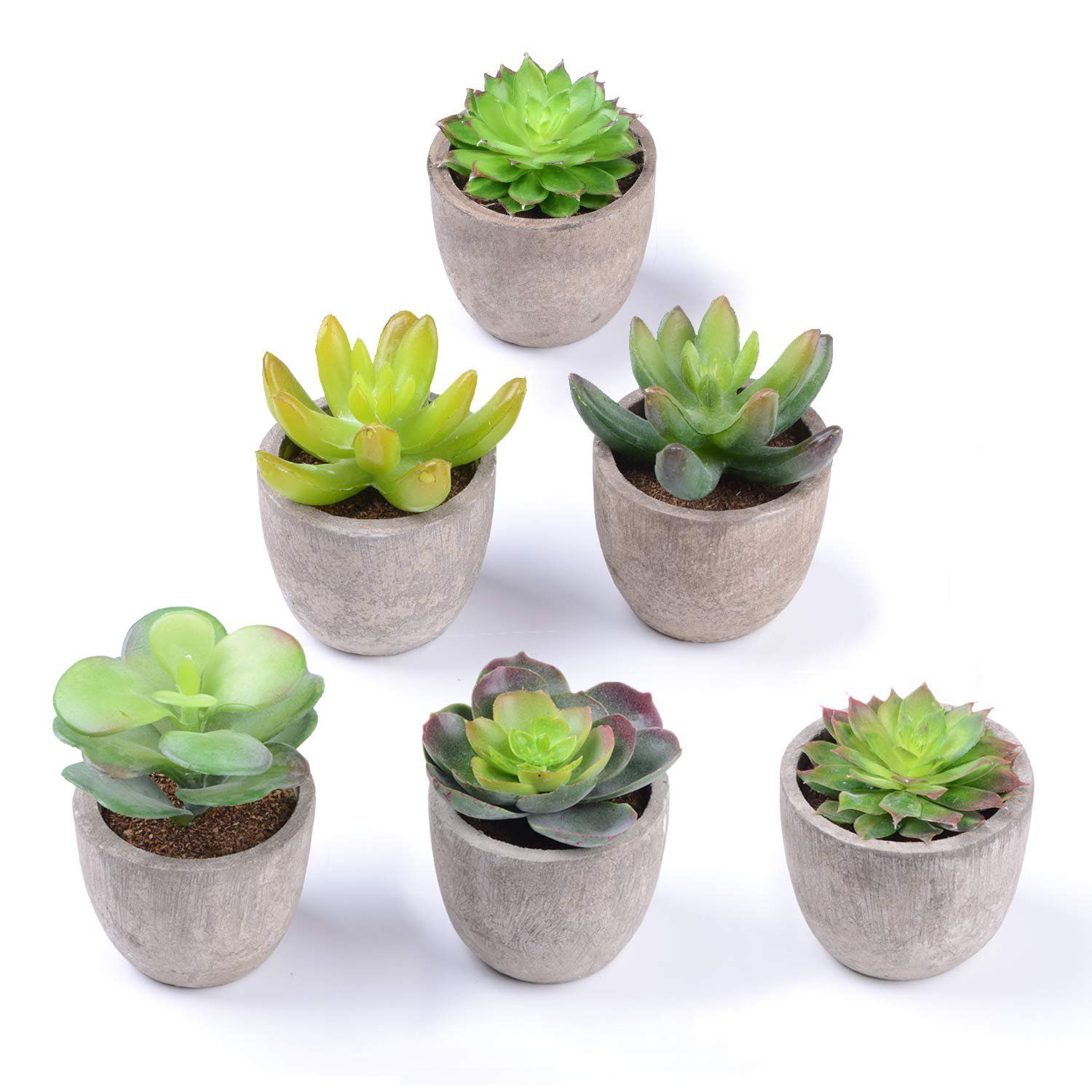 Artificial Succulent Plants - Coolmade Set of 6 Fake Succulent Planter Faux Cacti Plants, Small S... | Walmart (US)