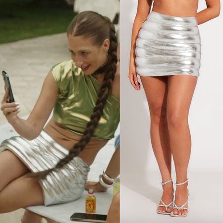 Amanda Batula’s Silver Puffer Mini Skirt 