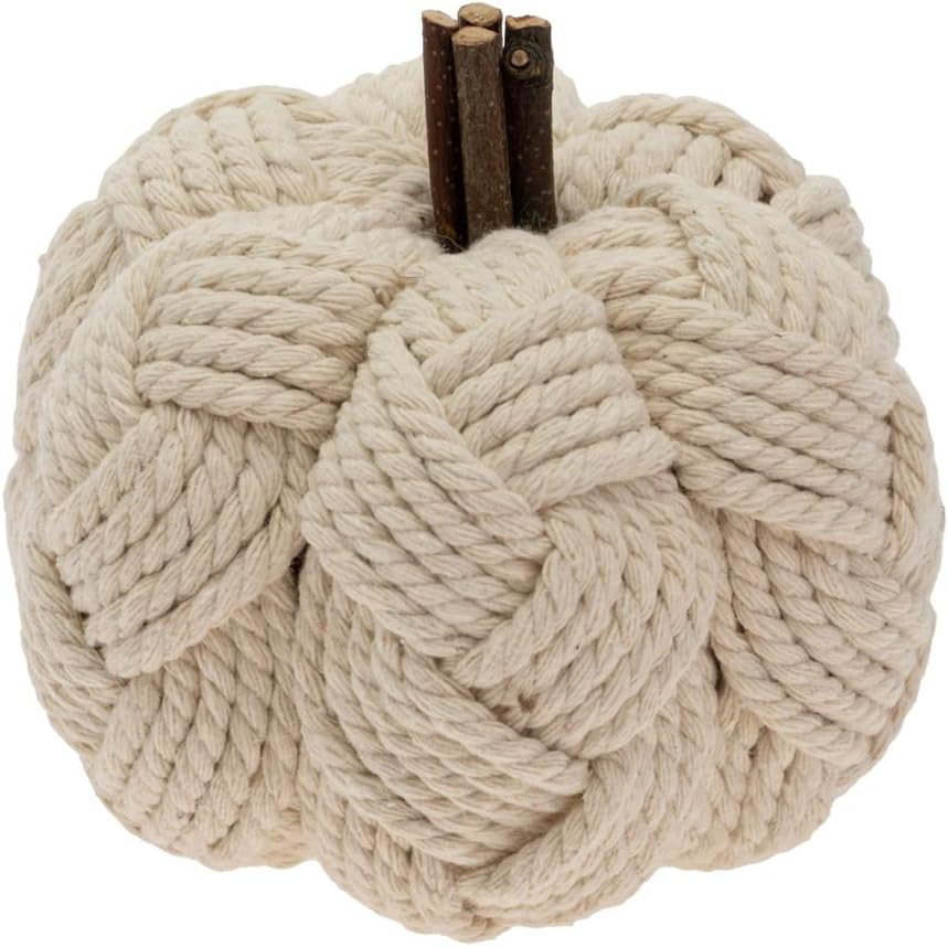 Boston International Pumpkin Décor Autumn & Fall Decorations, Small, Woven Cream | Amazon (US)