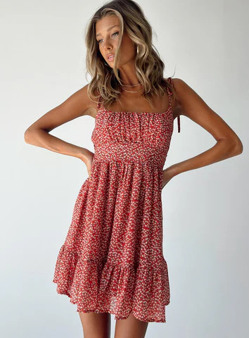 The Bonnie Mini Dress Maroon | Princess Polly US