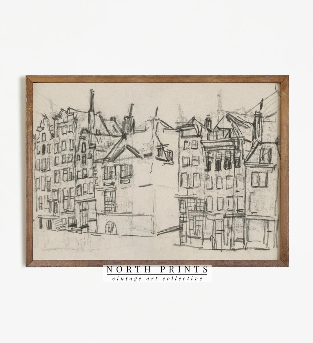 Vintage Architecture Sketch Art Antique Cityscape Line Drawing Amsterdam PRINTABLE 562 - Etsy | Etsy (US)