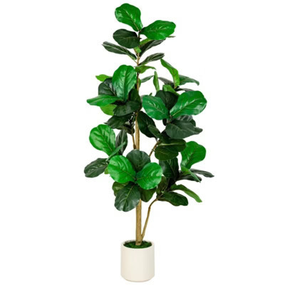 5FT Fiddle Leaf Fig Faux Tree Artificial Fiddle Leaves Banjo Fig Realistic Figuier Lyre Plant with White Pot for Indoor Outdoor Home Office Decor | Target