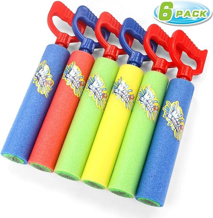 Fun-Here Water Guns Shooter 6 Pack, Super Foam Soakers Blaster Squirt Guns, Pool Noodles Toy with... | Amazon (US)