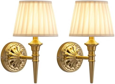 KDG Cordless Wall Sconces Set of 2, Small Wireless 5200mAh Rechargeable Battery Fabric LED Wall L... | Amazon (US)