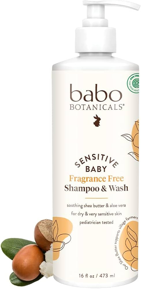 Babo Botanicals Sensitive Baby Fragrance-Free 2-in-1 Shampoo & Wash - Shea Butter, Calendula & Al... | Amazon (US)