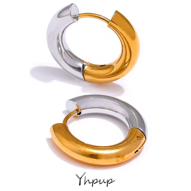 Yhpup  Chic Stainless Steel Geometric Round Hoop Earrings Women Gold Silver Color Charm Trendy Fa... | AliExpress (US)