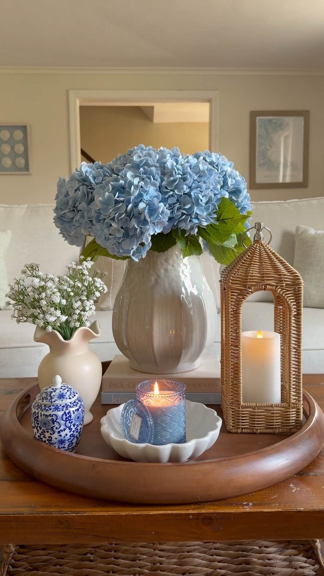 Blue Spring Centerpiece Idea💙 this rattan lantern is so dreamy and it pairs perfectly with these springy blue accents! 

#LTKSeasonal #LTKHome